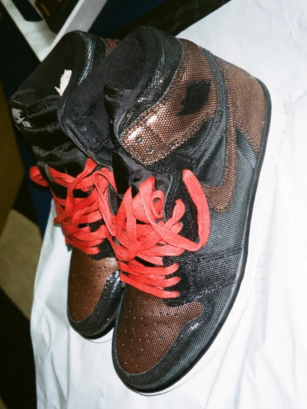 Nike Women’s Black & Brown High-Top Sneakers with Red Laces